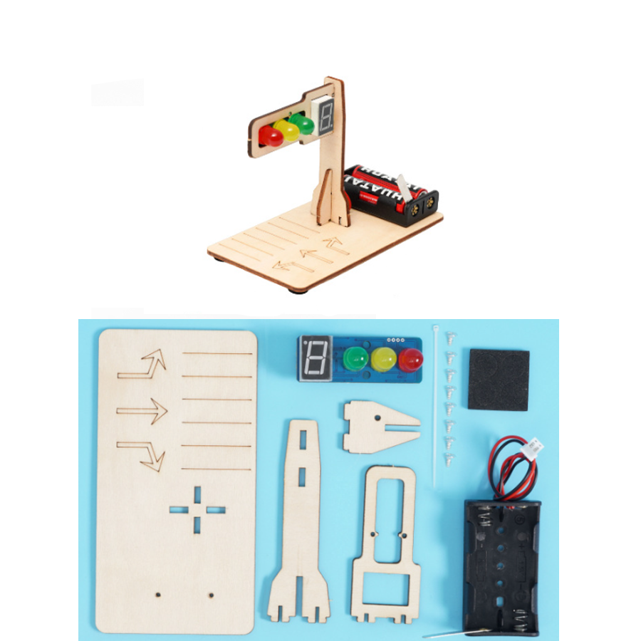 DIY Traffic Light Science Model Kit - Wooden Educational Experiment Set for Kids, Hands-On STEM Learning Toy for Technology and Engineering Concepts