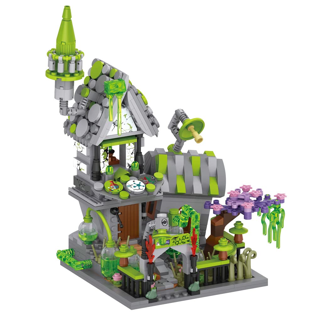 Halloween Decorative Cabin Building Block Model – ABS Creative Home Decor Toy, Spooky Block Set Gift for Kids and Families