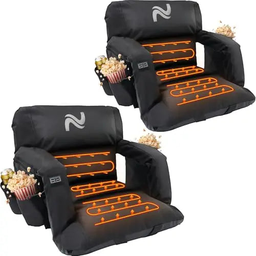 (2-Pack) 25" Heated Stadium Seats – Sofa-Style Comfort Anywhere