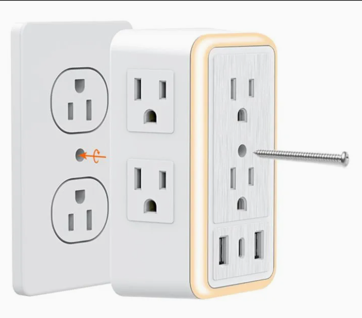 Outlet Extender with USB-C & Night Light