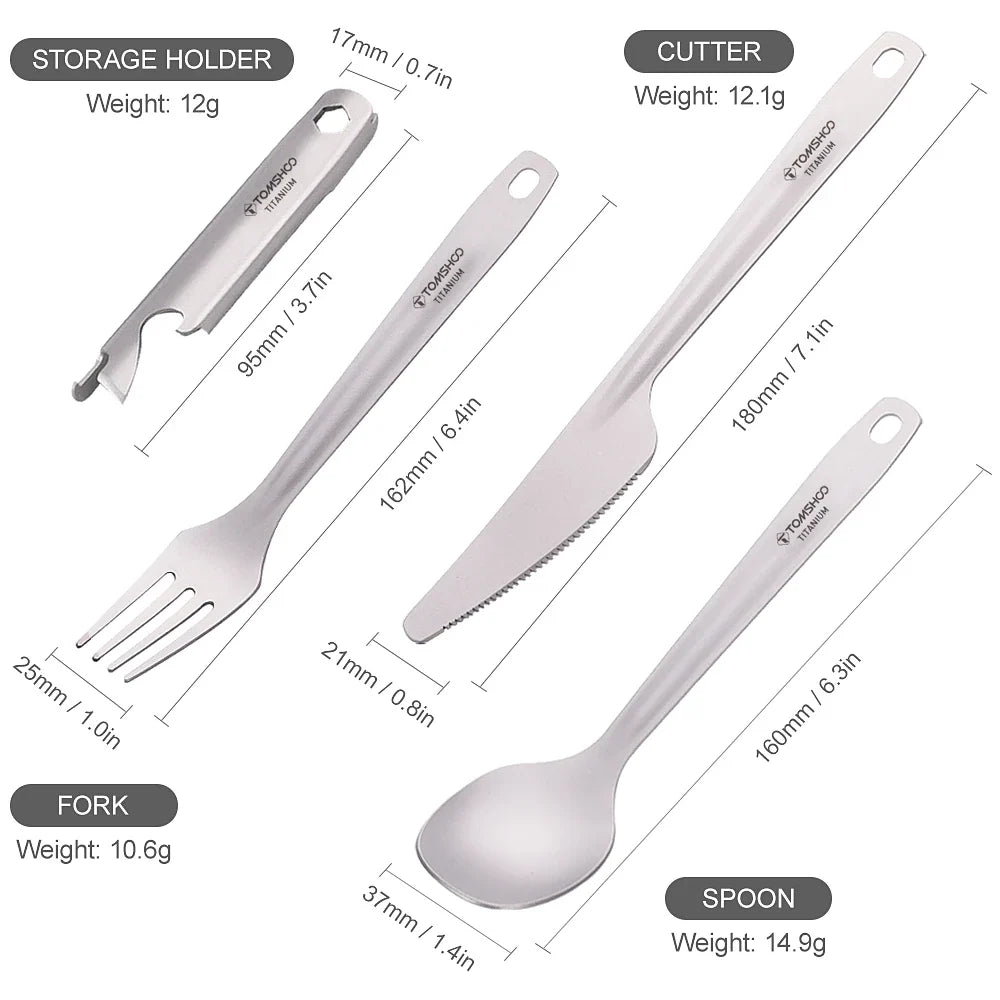 4-in-1 Titanium Camping Cutlery Set