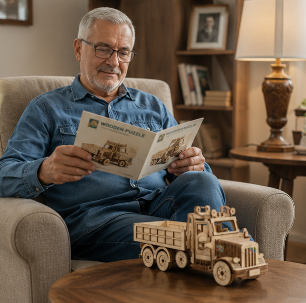 Wooden Vehicle Puzzle Set - 3D DIY Truck Sports Car Model Kit with Movable Parts, Educational Toy Gift for Kids and Adults