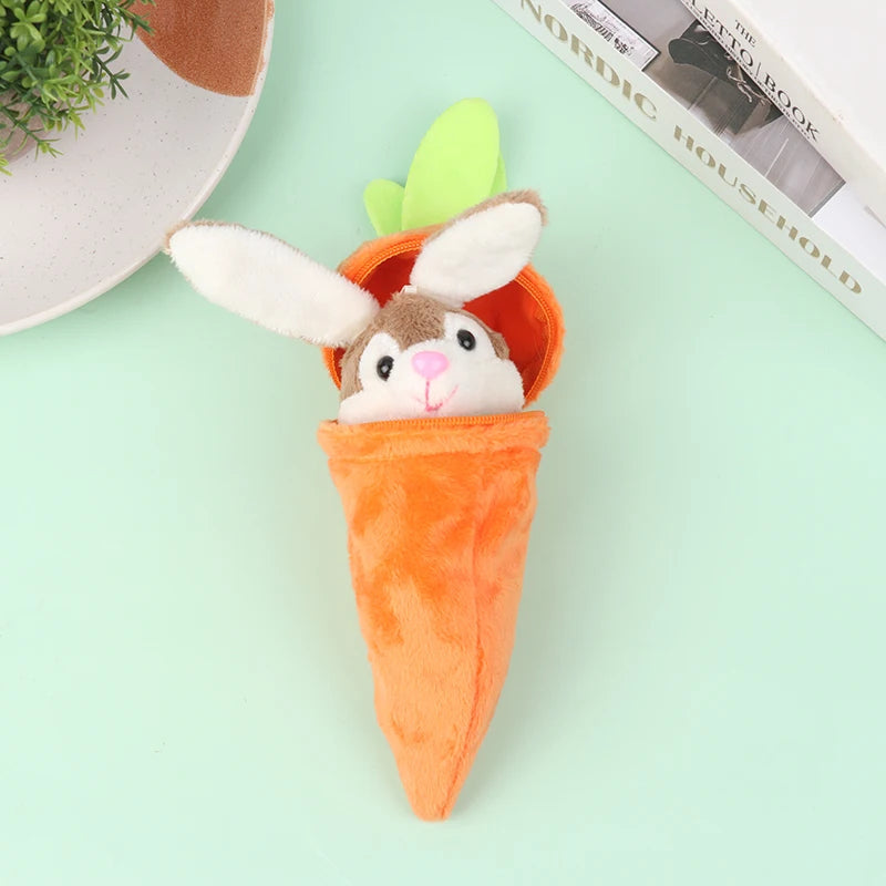 Adorable Bunny in Carrot Plush Keychain – Cute Anime-Inspired Stuffed Doll Gift