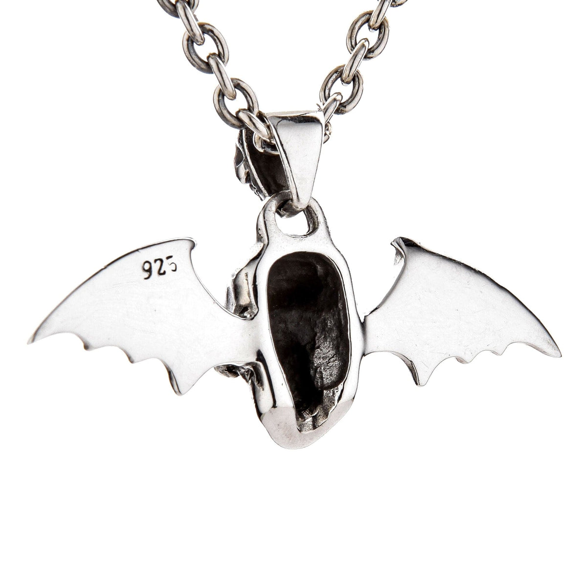 Skull Vampire Pendant with Bat Wings — .925 Sterling Silver