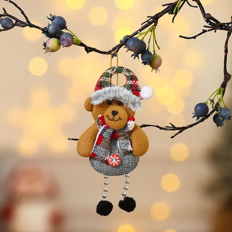 Christmas Cartoon Plush Doll Hanging Ornaments – Adorable Santa Claus, Snowman, Reindeer, Bear, and Tree Ornaments for a Joyful Holiday Touch
