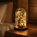 Christmas Cylinder Glass Dome Display with Wooden Base