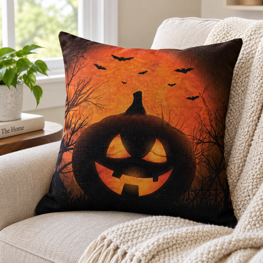 Halloween Pumpkin and Witch Printed Pillow Cases
