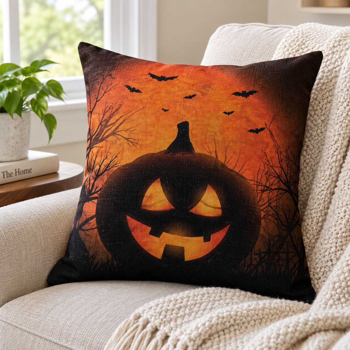 Halloween Pumpkin and Witch Printed Pillow Cases