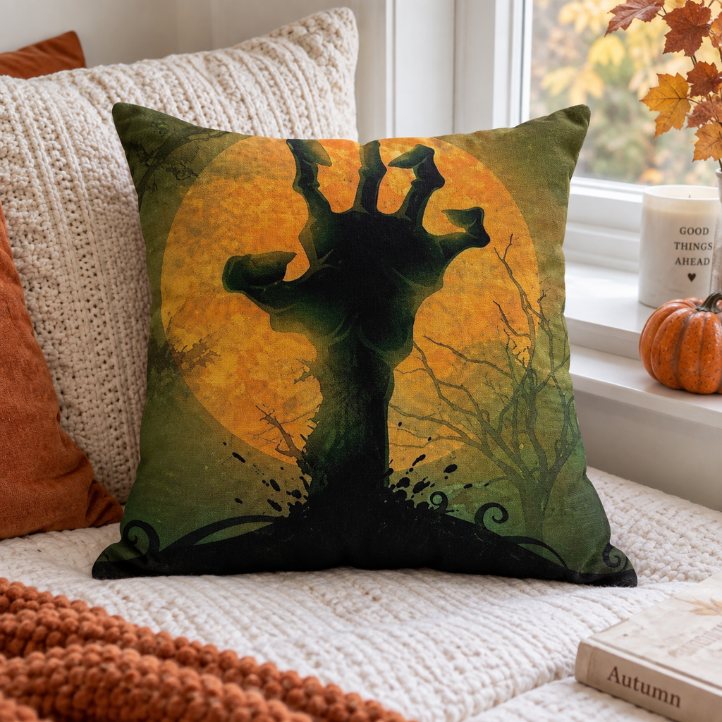 Halloween Pumpkin and Witch Printed Pillow Cases