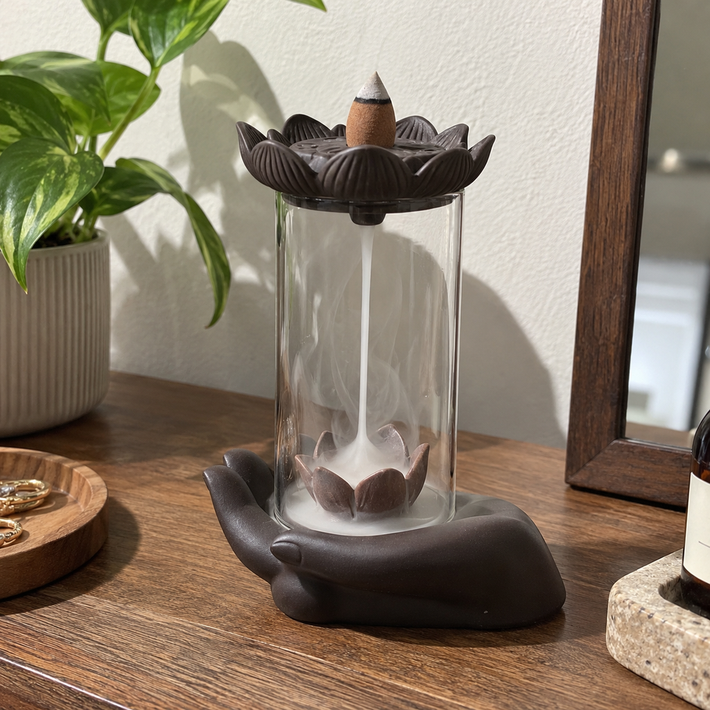 Gothic Skull Ceramic Incense Fountain