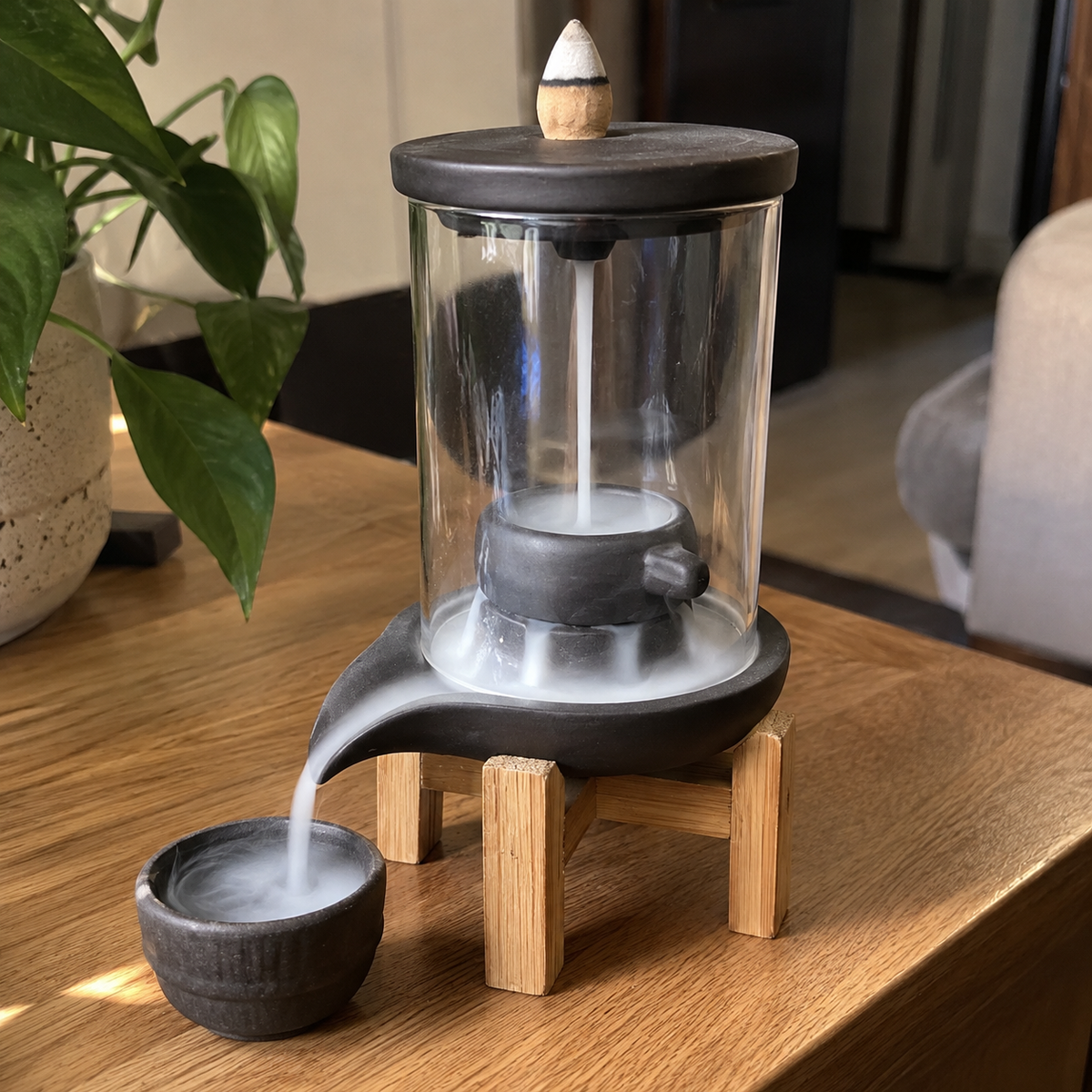 Gothic Skull Ceramic Incense Fountain