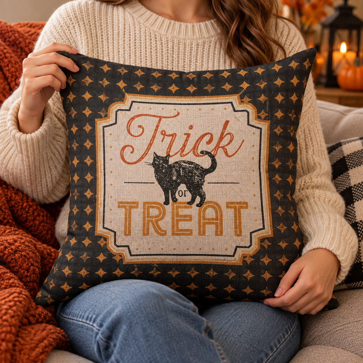 Cotton Comfy Pumpkin Printed Halloween Pillow Cases