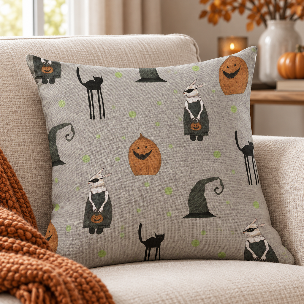 Cotton Comfy Pumpkin Printed Halloween Pillow Cases