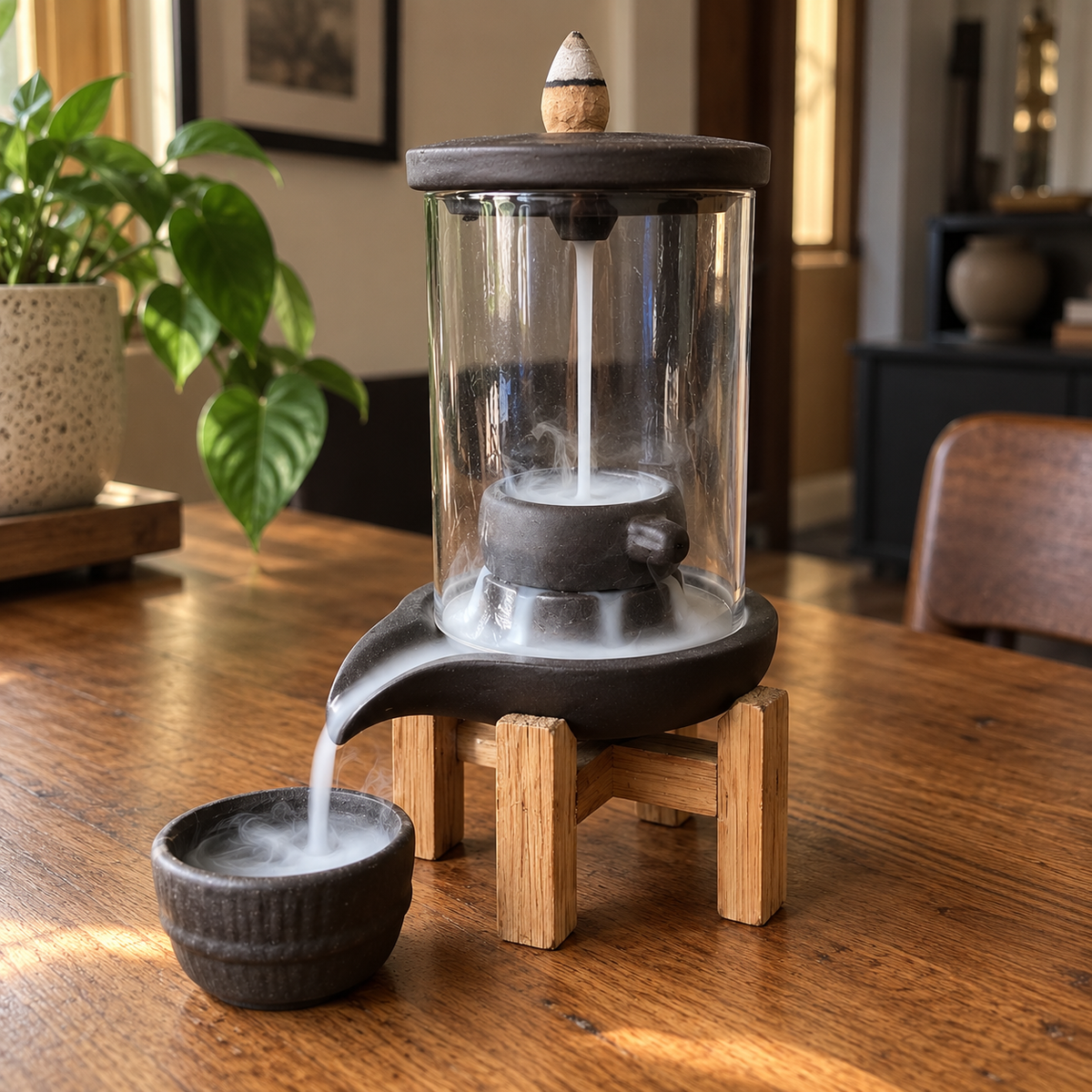 Gothic Skull Ceramic Incense Fountain