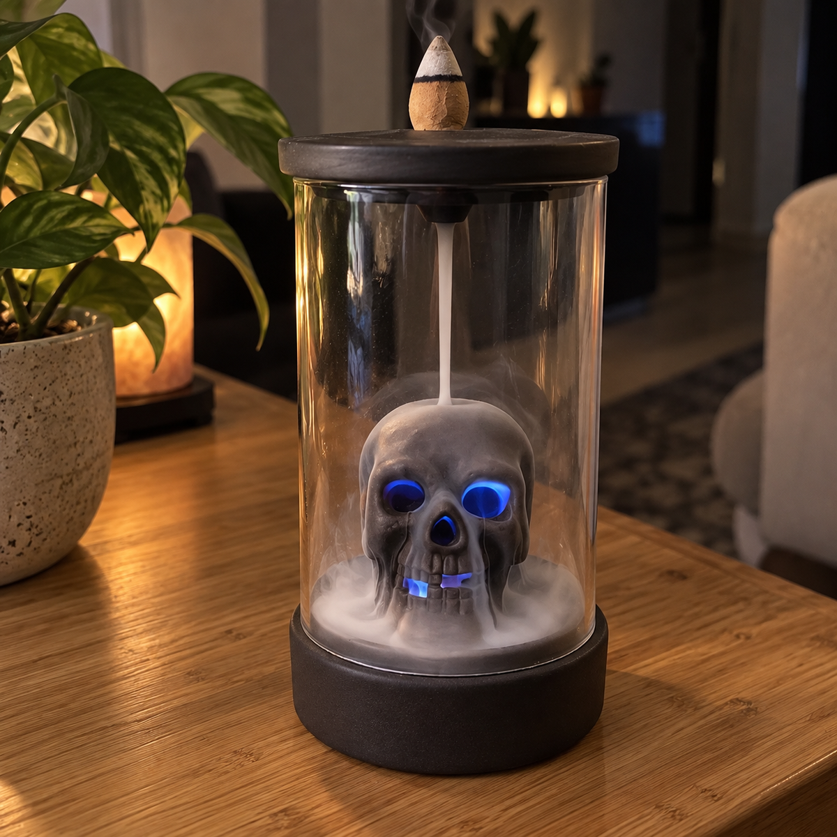 Gothic Skull Ceramic Incense Fountain