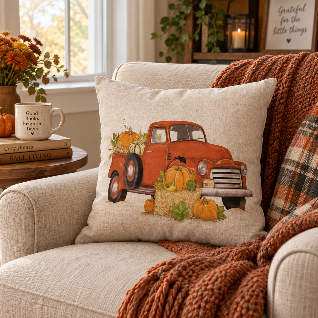 Pumpkin Truck Halloween Fall Pillow Cases