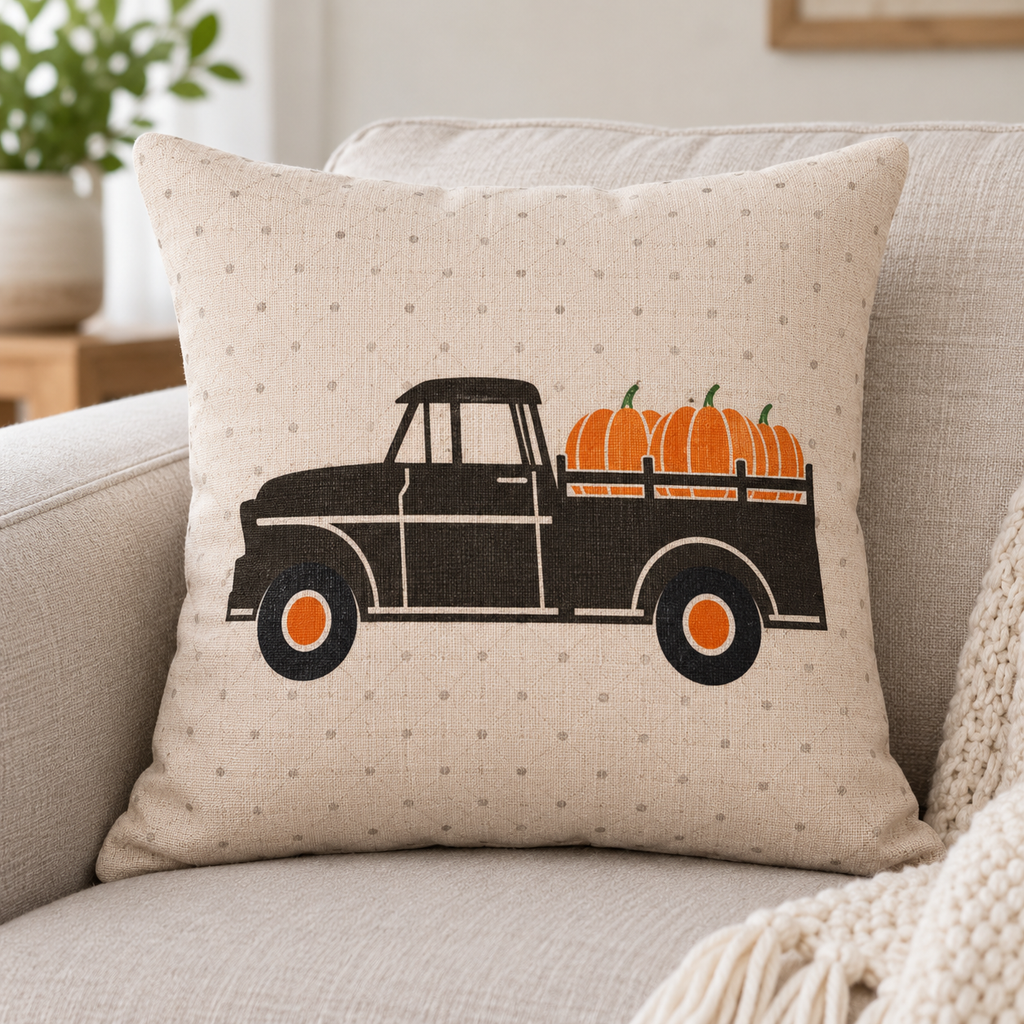 Pumpkin Truck Halloween Fall Pillow Cases