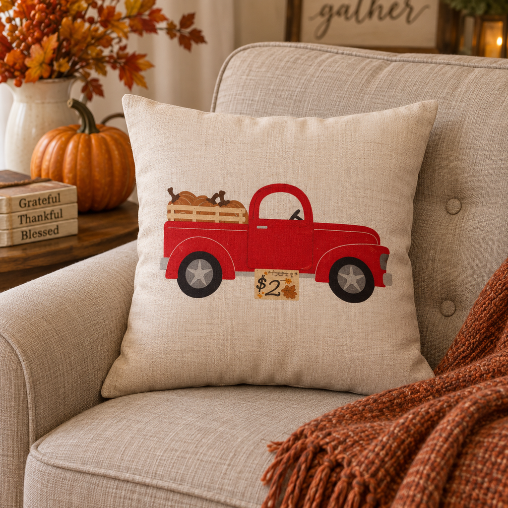 Pumpkin Truck Halloween Fall Pillow Cases