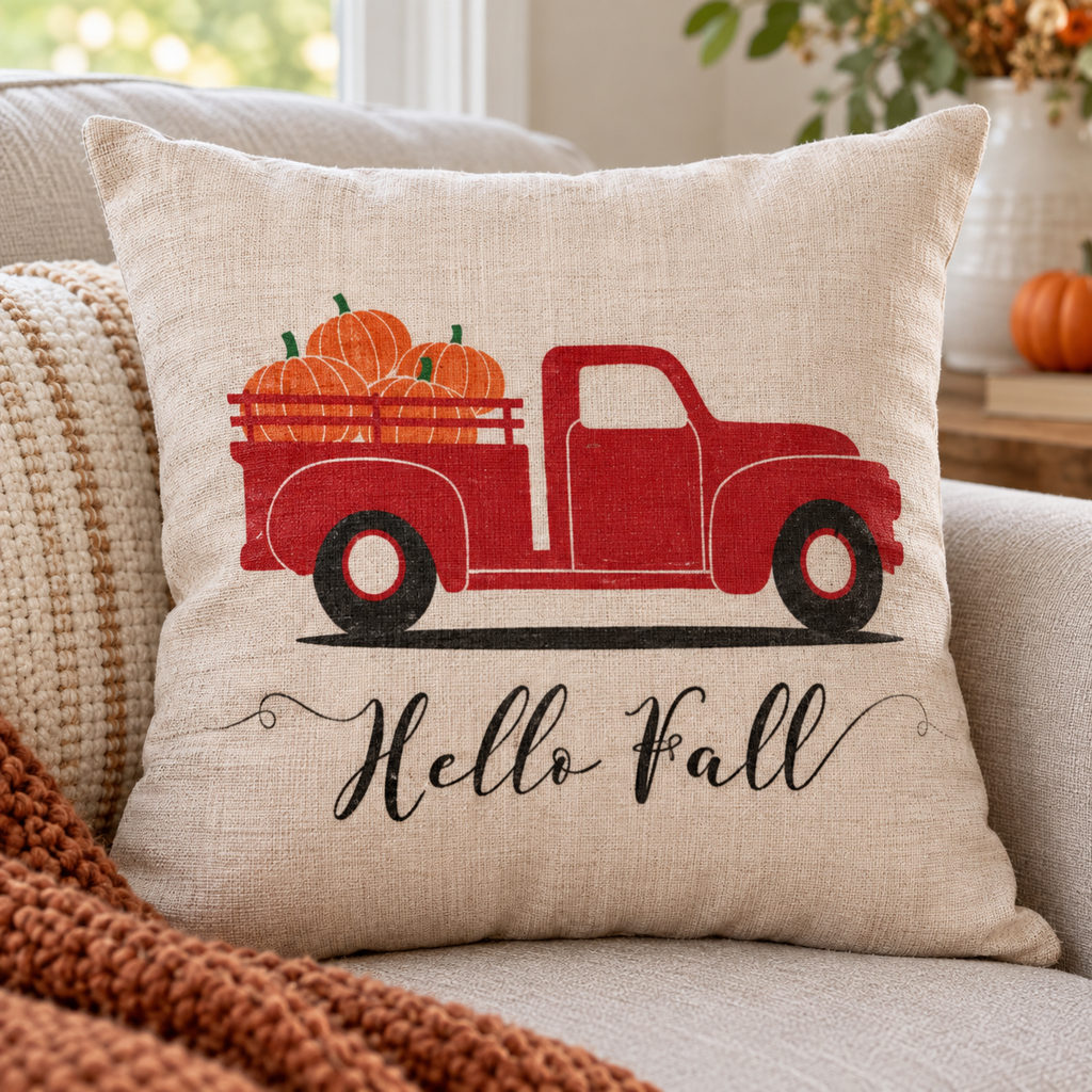 Pumpkin Truck Halloween Fall Pillow Cases