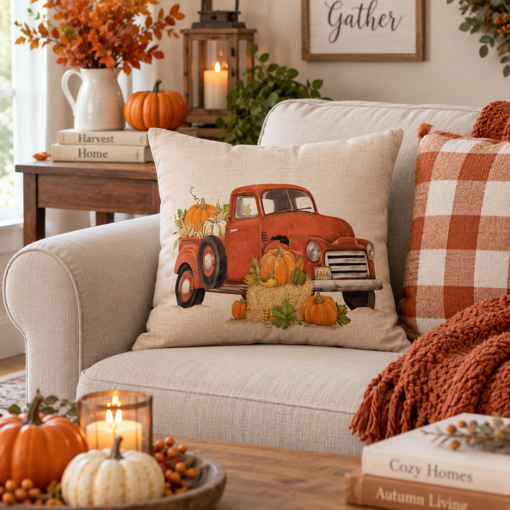 Pumpkin Truck Halloween Fall Pillow Cases