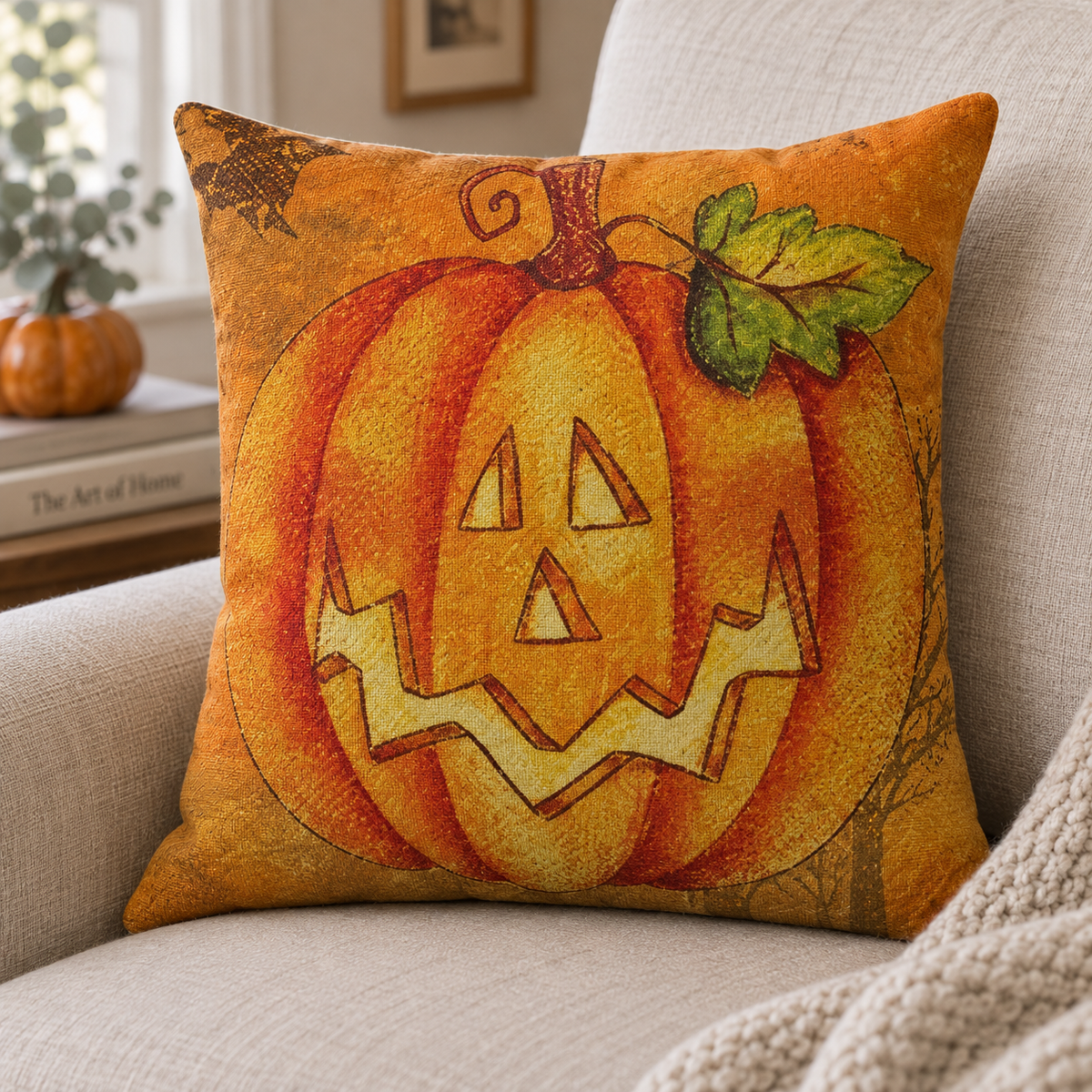 Halloween Pumpkin and Witch Printed Pillow Cases