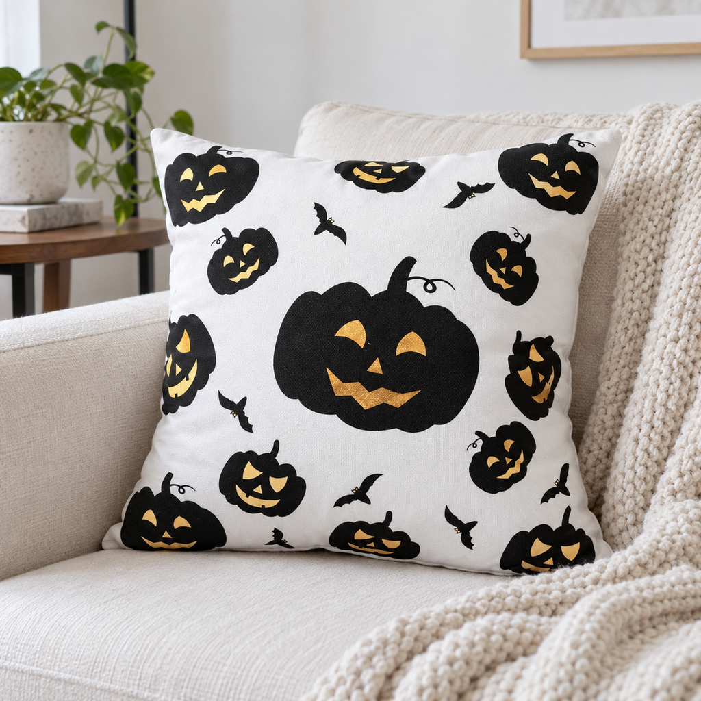 Black and White Halloween Pillow Cases