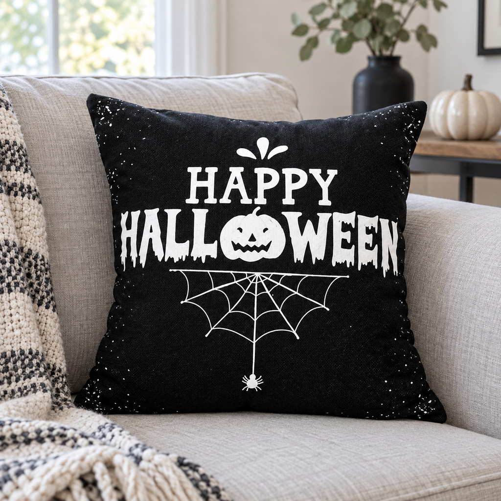 Black and White Halloween Pillow Cases
