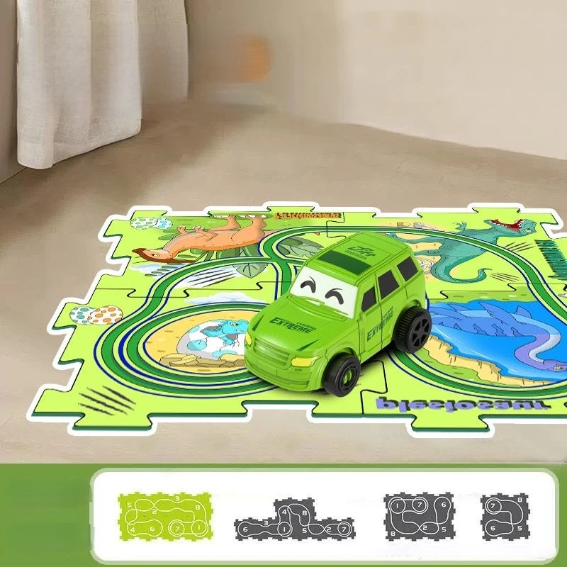 DIY Railway Car Puzzle Set – Flexible Electric Car Track Puzzle for Parent-Child Interaction and Fun Learning