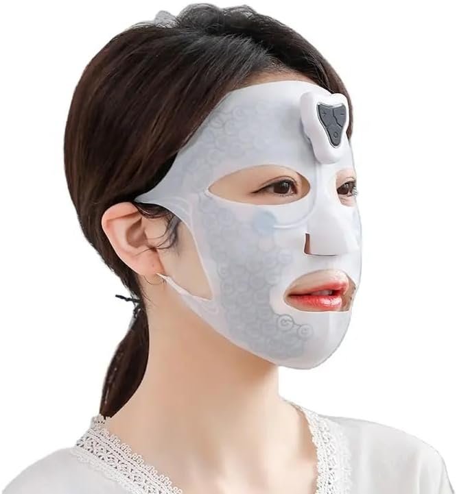 Electric Facial Massager - White Brightening Skincare Mask, Silicone Soft Electronic Facial Mask