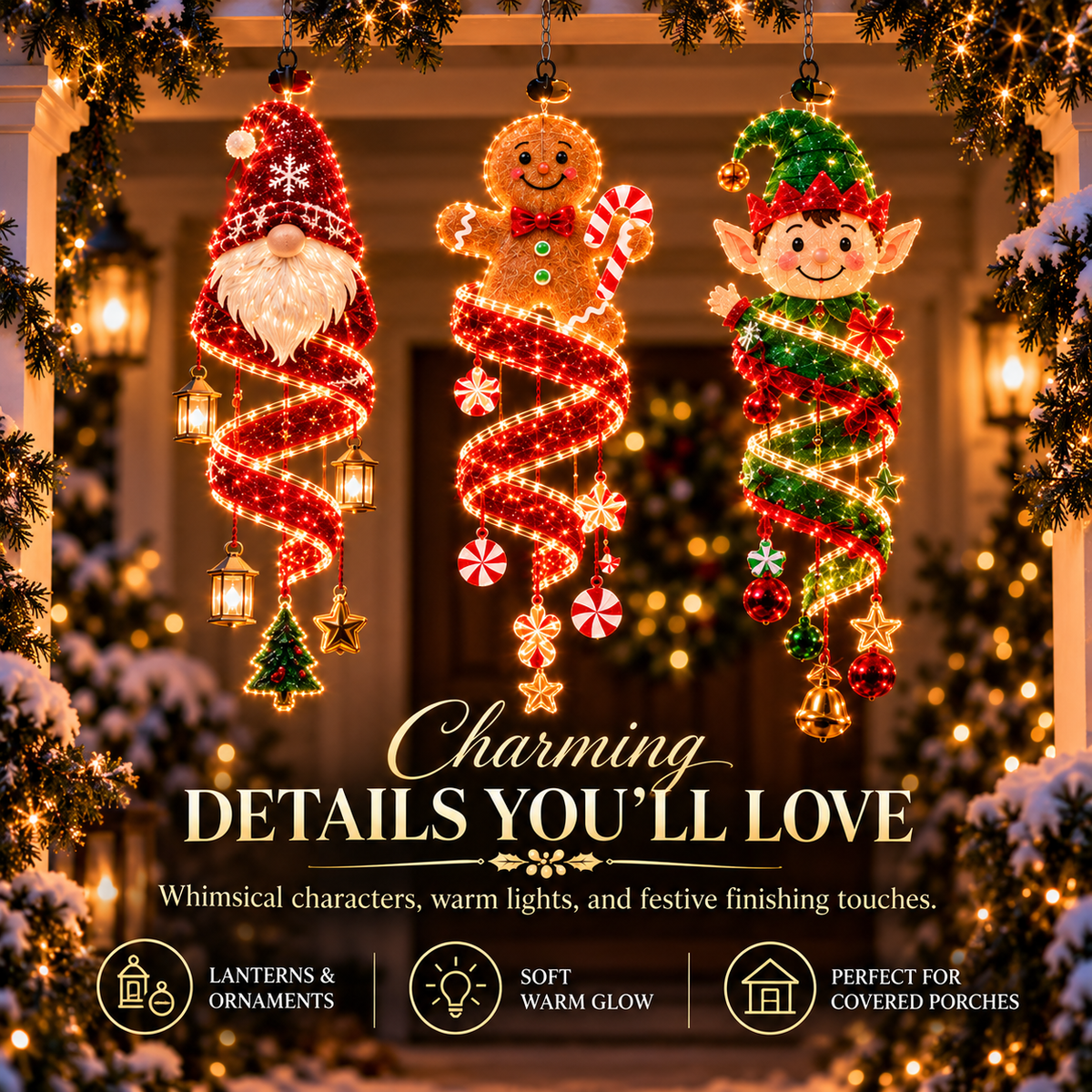 Christmas Magic Spiral Hanging LED Light Collection