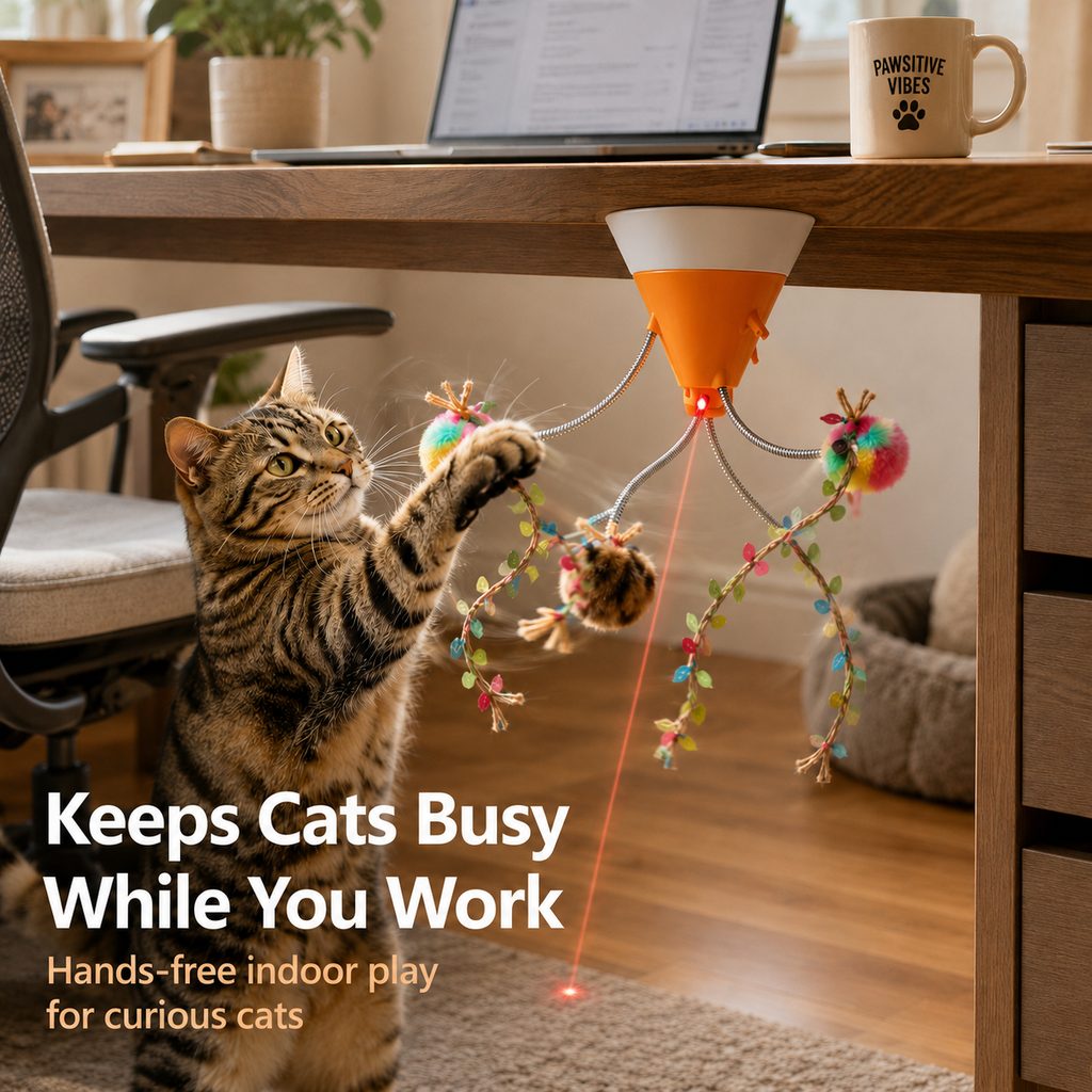 Mosrugs MiaSpin 360 Magnetic Rotating Cat Teaser Toy for Indoor Cats - USB-C Hands-Free Play to Beat Boredom