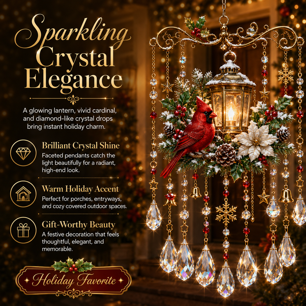 Christmas Crystal Wind Chime - 14 Festive Designs, 20 x 35 cm