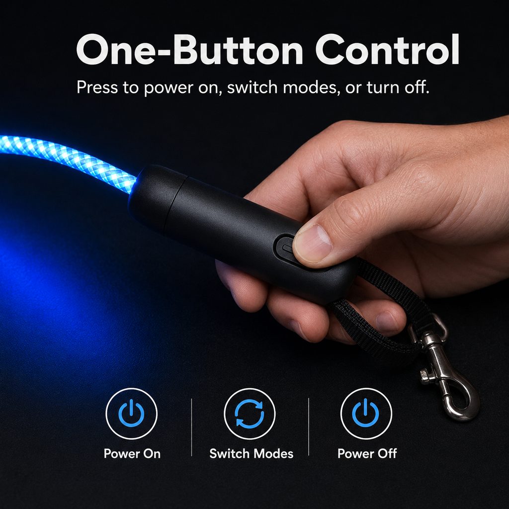 Klmays NightGlow LED Light-Up Dog Leash for Night Walks - USB Rechargeable Safety Leash That Helps Your Dog Stay Visible in the Dark