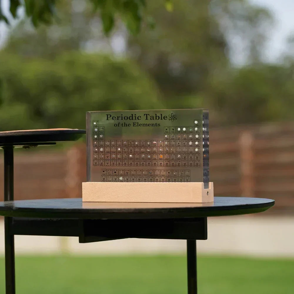 Illuminated Periodic Table with Real Elements and LED Display Base