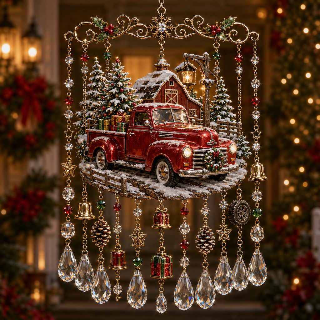 Christmas Crystal Wind Chime - 14 Festive Designs, 20 x 35 cm