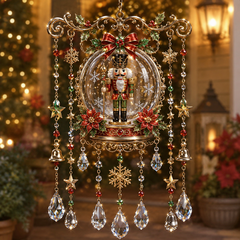 Christmas Crystal Wind Chime - 14 Festive Designs, 20 x 35 cm