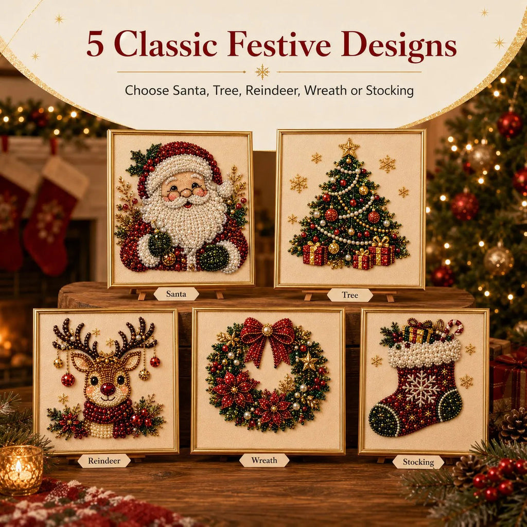DIY Christmas Pearl Art Kit with Frame – 3D Bead Craft Decor