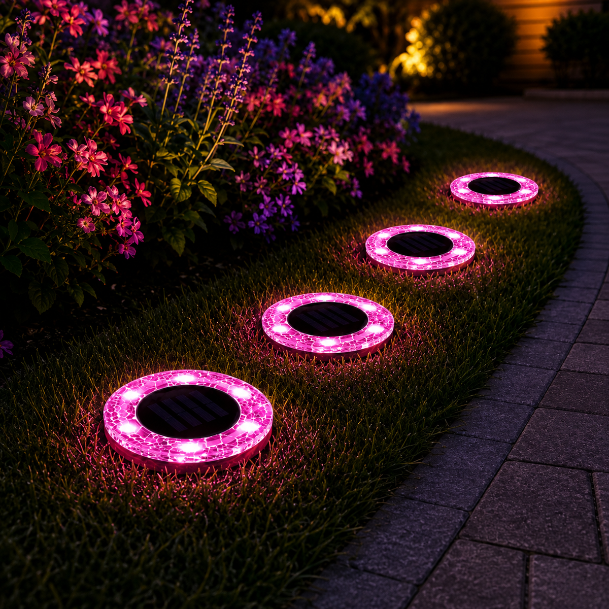Solar Pathway Lights, Mosaic LED Outdoor Garden Lights for Walkways and Landscape
