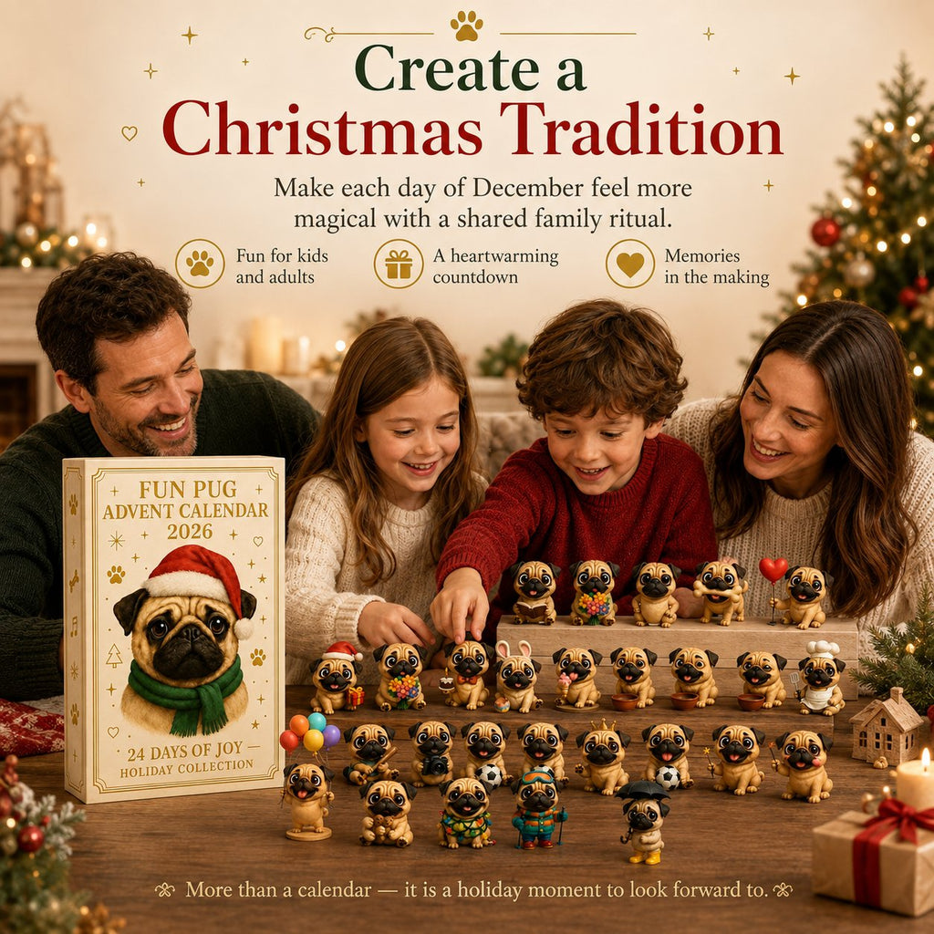 24-Day Pug Christmas Surprise Advent Calendar | 24 Unique Mini Pug Figures for Daily Holiday Reveals, Collecting & Display