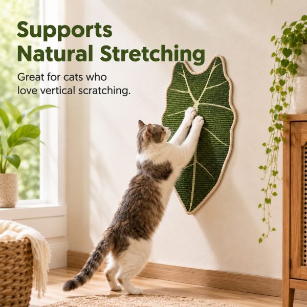 Botanical Stick-On Sisal Cat Scratcher Mat for Walls, Doors & Floors – Redirect Scratching Away From Furniture