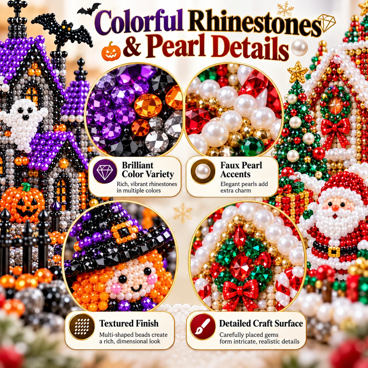3D DIY Diamond Art Village Kit – Christmas & Halloween Craft Decor