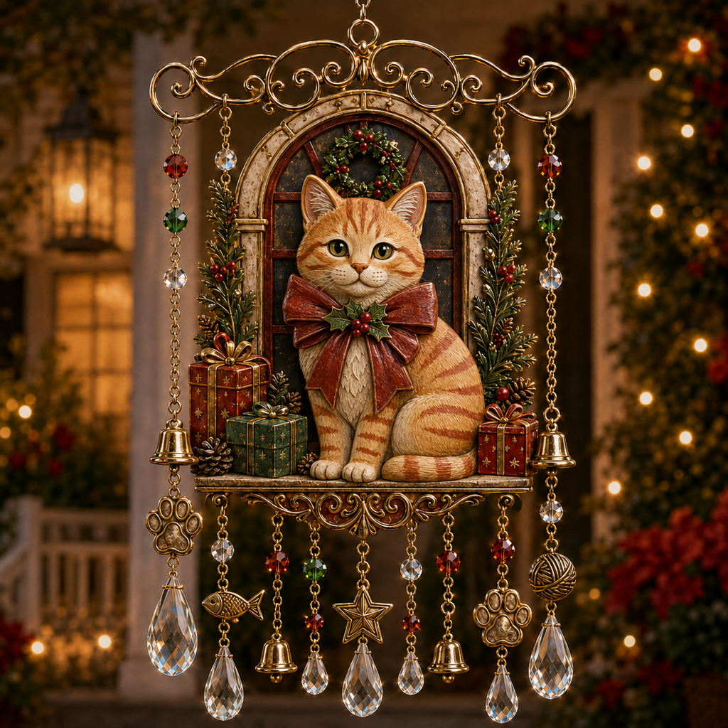 Christmas Crystal Wind Chime - 14 Festive Designs, 20 x 35 cm