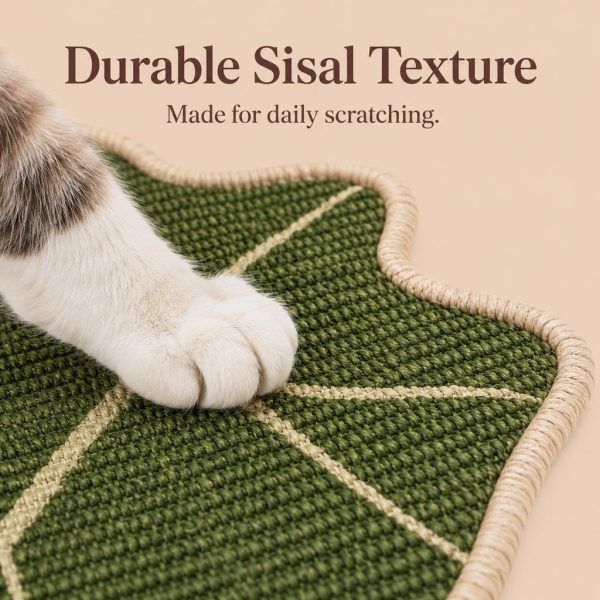 Botanical Stick-On Sisal Cat Scratcher Mat for Walls, Doors & Floors – Redirect Scratching Away From Furniture