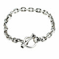 Skull T-Bar Curb Link Bracelet — .925 Sterling Silver 6mm Chain
