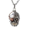 Steampunk Skull Pendant — .925 Sterling Silver with Copper & Brass