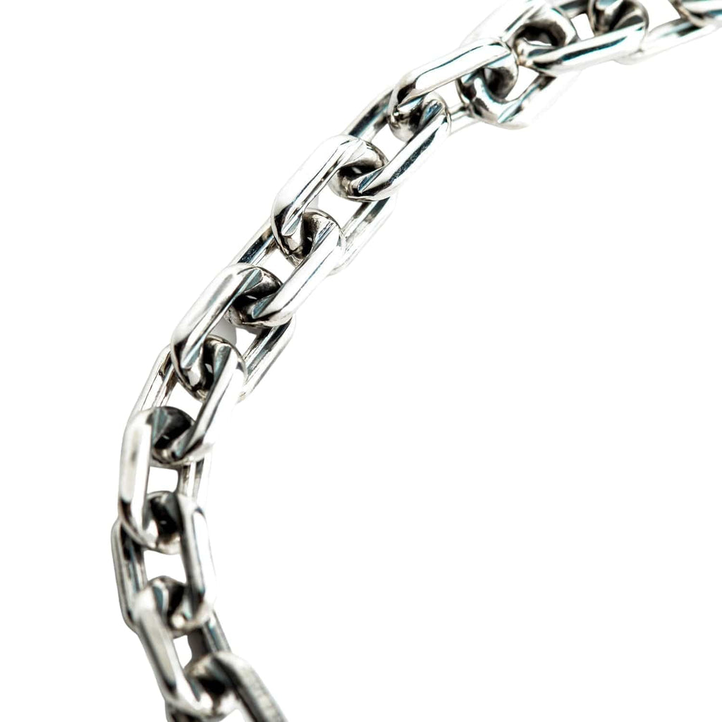 Skull T-Bar Curb Link Bracelet — .925 Sterling Silver 6mm Chain