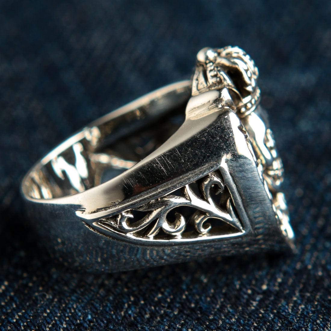 Crown Sterling Silver Skull Ring with Red Garnet Eyes